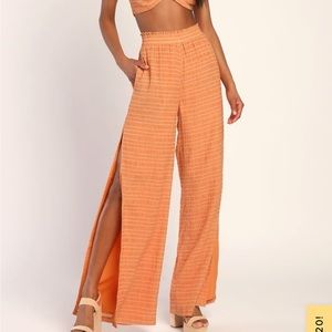 Wide Leg Flowy Orange Lulus Pants (Tall)